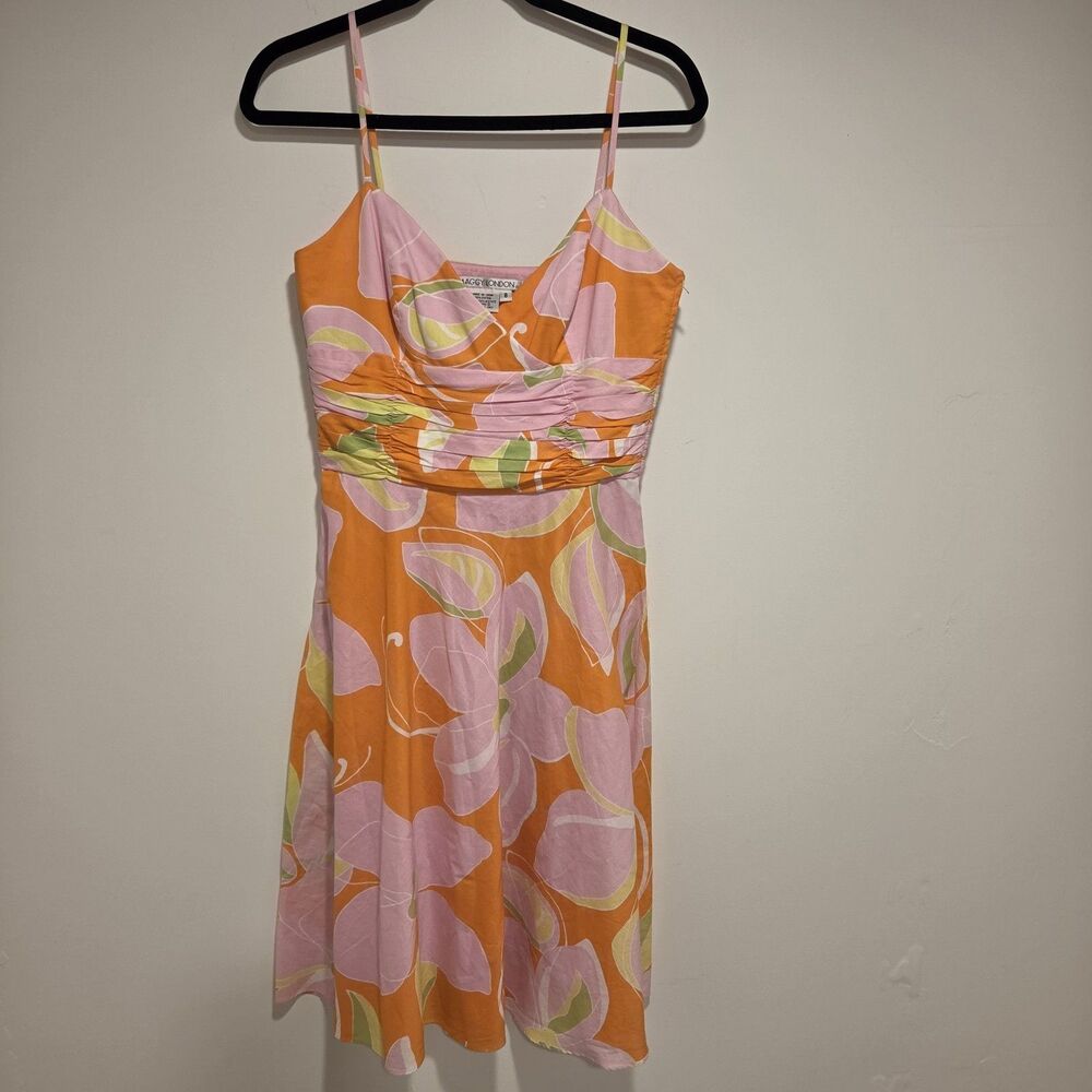 Vintage Floral Cotton Dress Sz 8 90s Y2K Cotton Spaghetti Strap Sundress Preppy